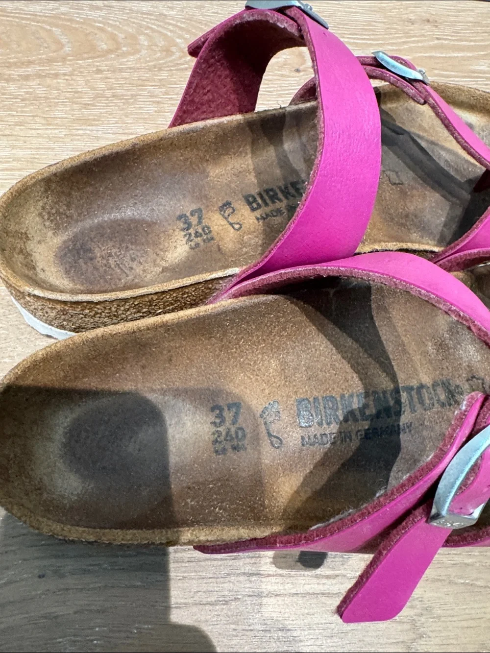 Hot Pink white sole Birkenstock Mayari vegan leather Size 37